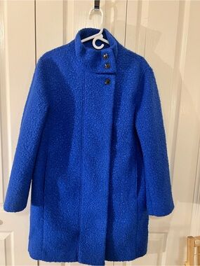 LOFT Cobalt Bouclé Pea Coat with Stand Collar